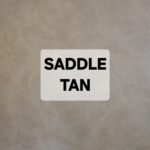 A label with the text 'SADDLE TAN' against a tan background.