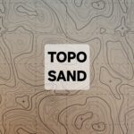 Topographic map design with 'TOPO SAND' label in the center.